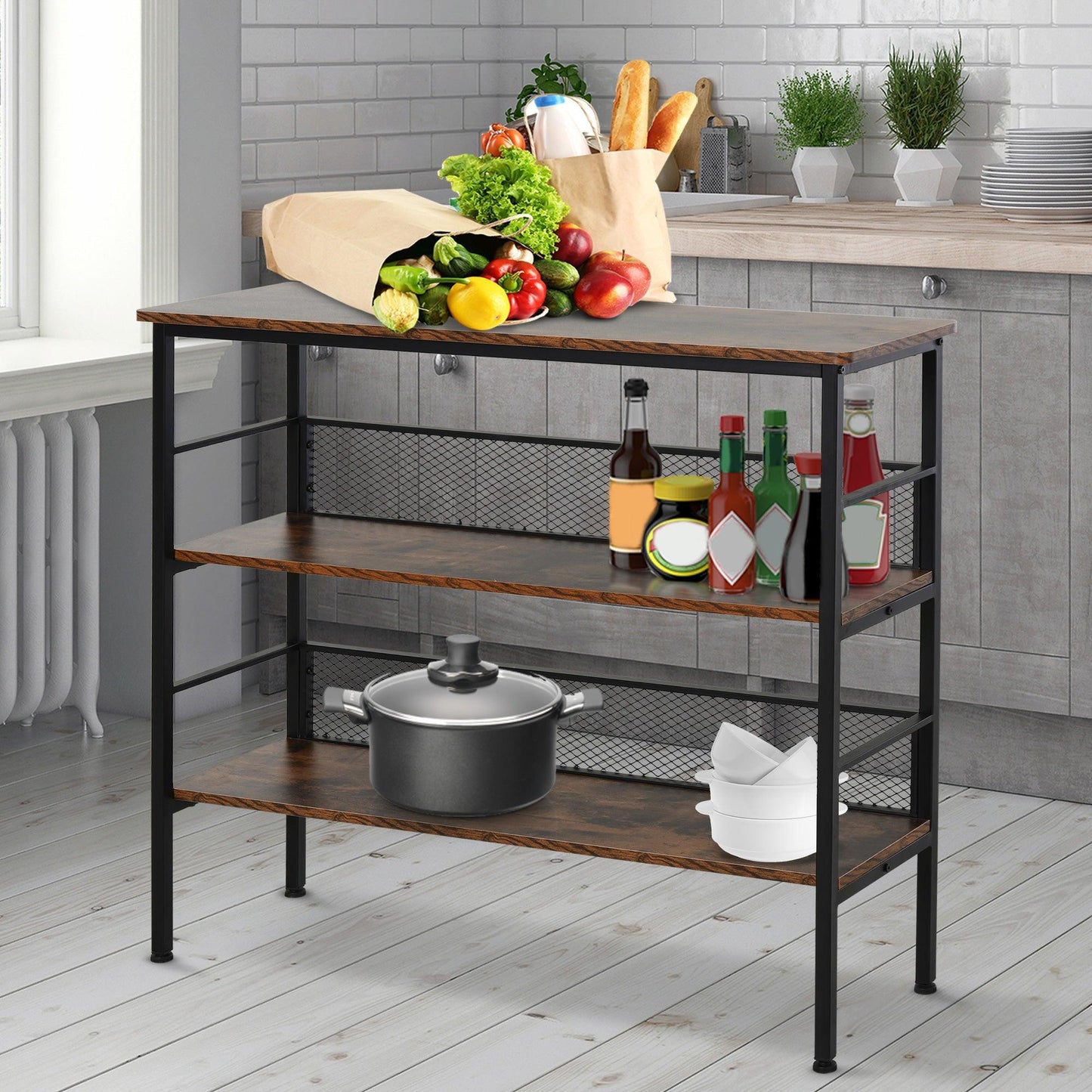 HOMCOM Industrial Style 3-Tier Storage Shelf - ALL4U RETAILER LTD