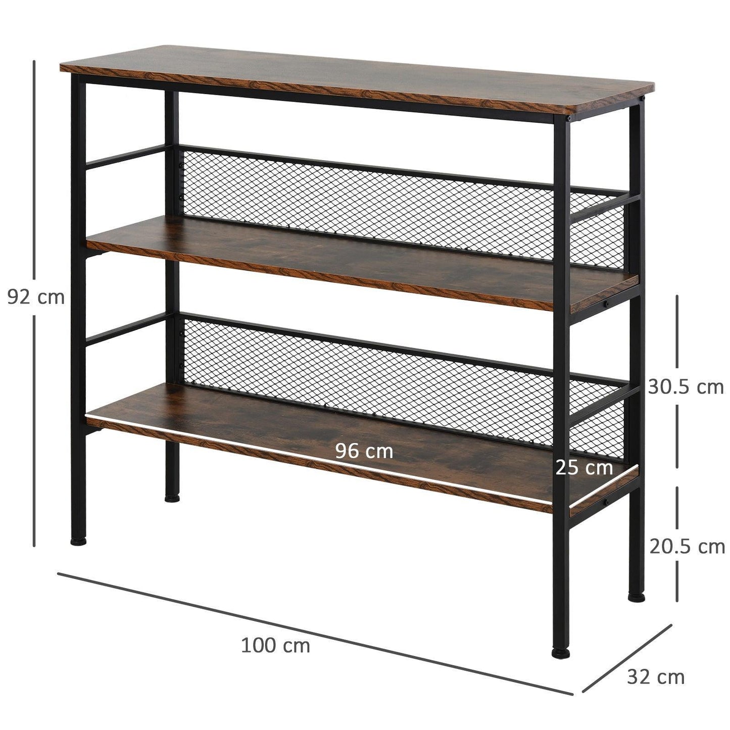 HOMCOM Industrial Style 3-Tier Storage Shelf - ALL4U RETAILER LTD