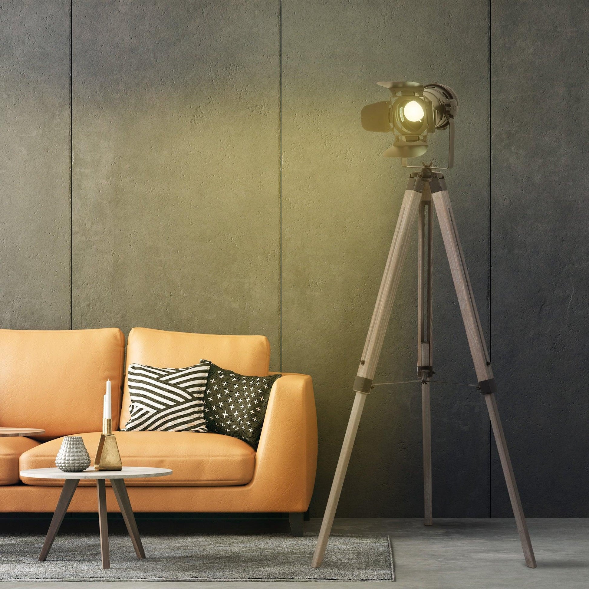 HOMCOM Industrial Tripod Floor Lamp - ALL4U RETAILER LTD