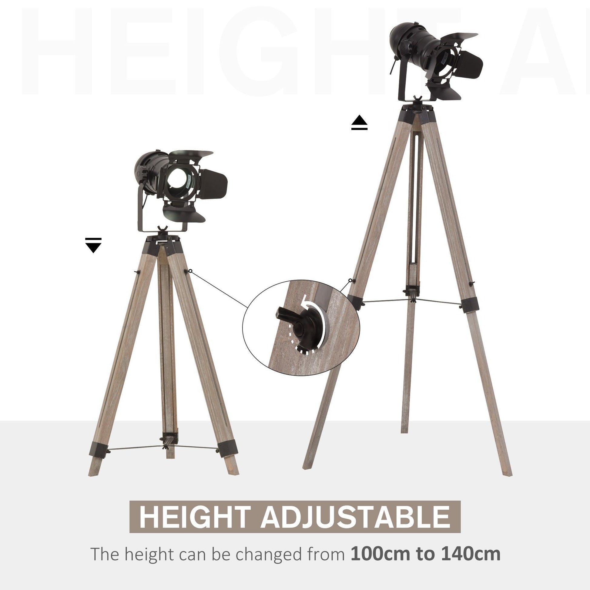 HOMCOM Industrial Tripod Floor Lamp - ALL4U RETAILER LTD