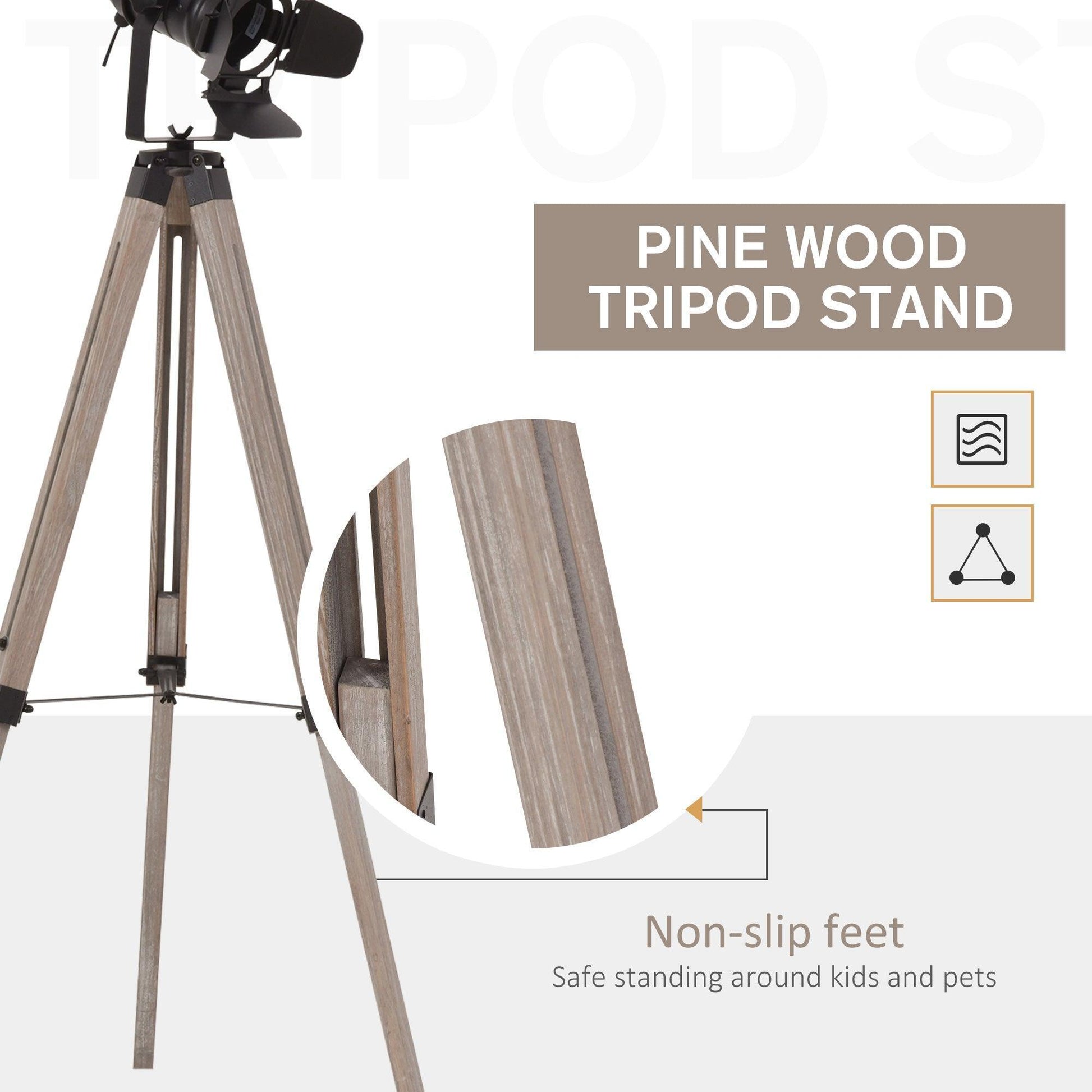 HOMCOM Industrial Tripod Floor Lamp - ALL4U RETAILER LTD