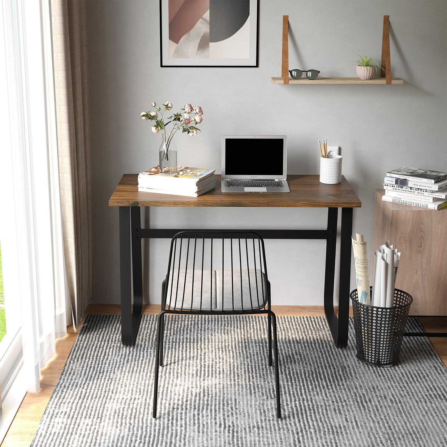 HOMCOM Industrial Writing Desk - Ideal for Home Office or Study - ALL4U RETAILER LTD