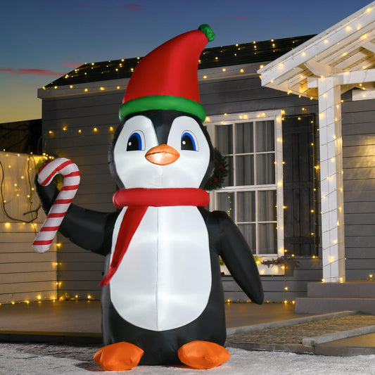 HOMCOM Inflatable Christmas Penguin with LED Lights - 2.5m - ALL4U RETAILER LTD
