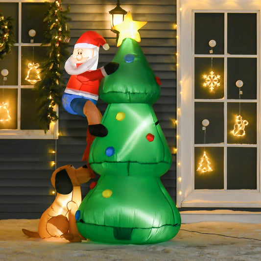 HOMCOM Inflatable Christmas Tree with Santa Dog - 1.8m - ALL4U RETAILER LTD