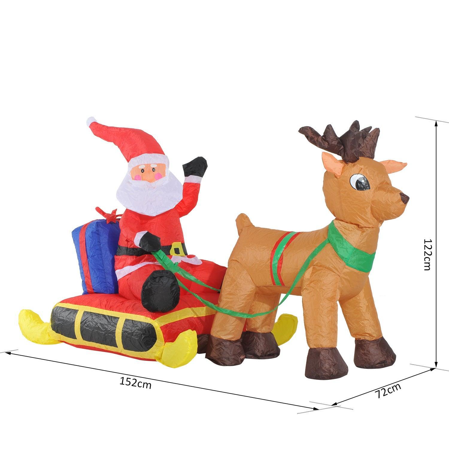 HOMCOM Inflatable Santa - 122cm Height - Multicolour - ALL4U RETAILER LTD