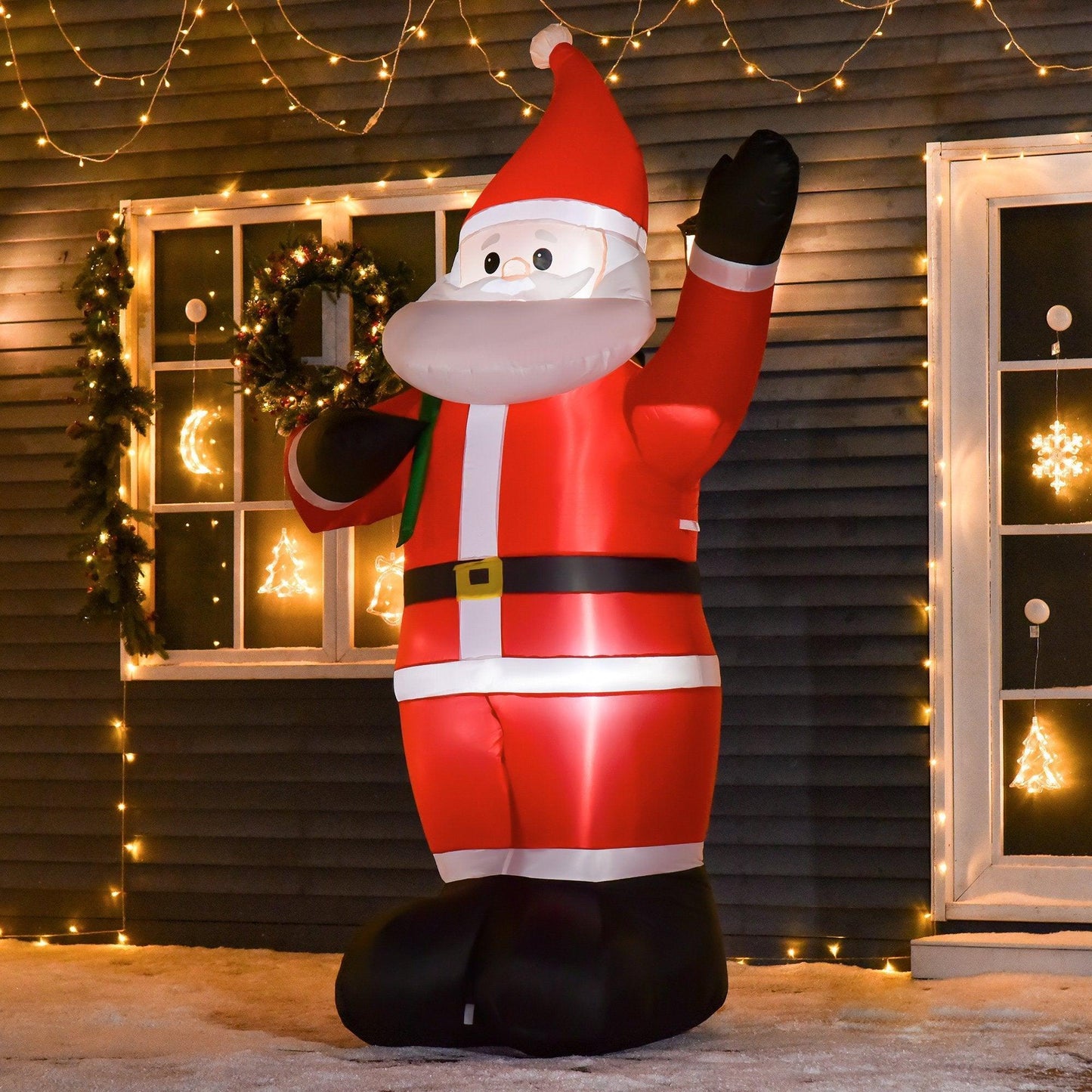 HOMCOM Inflatable Santa Yard Decoration with LED Lights - ALL4U RETAILER LTD