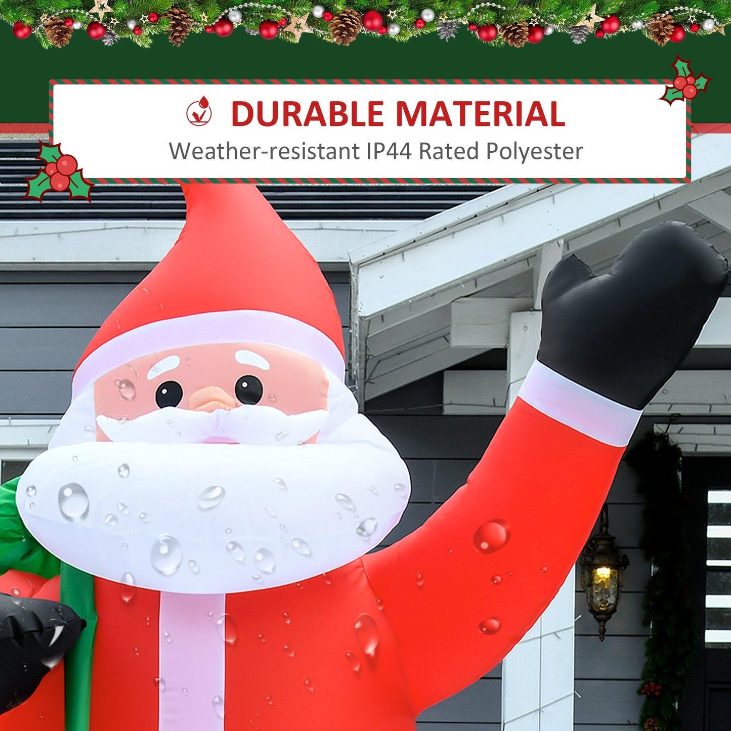 HOMCOM Inflatable Santa Yard Decoration with LED Lights - ALL4U RETAILER LTD