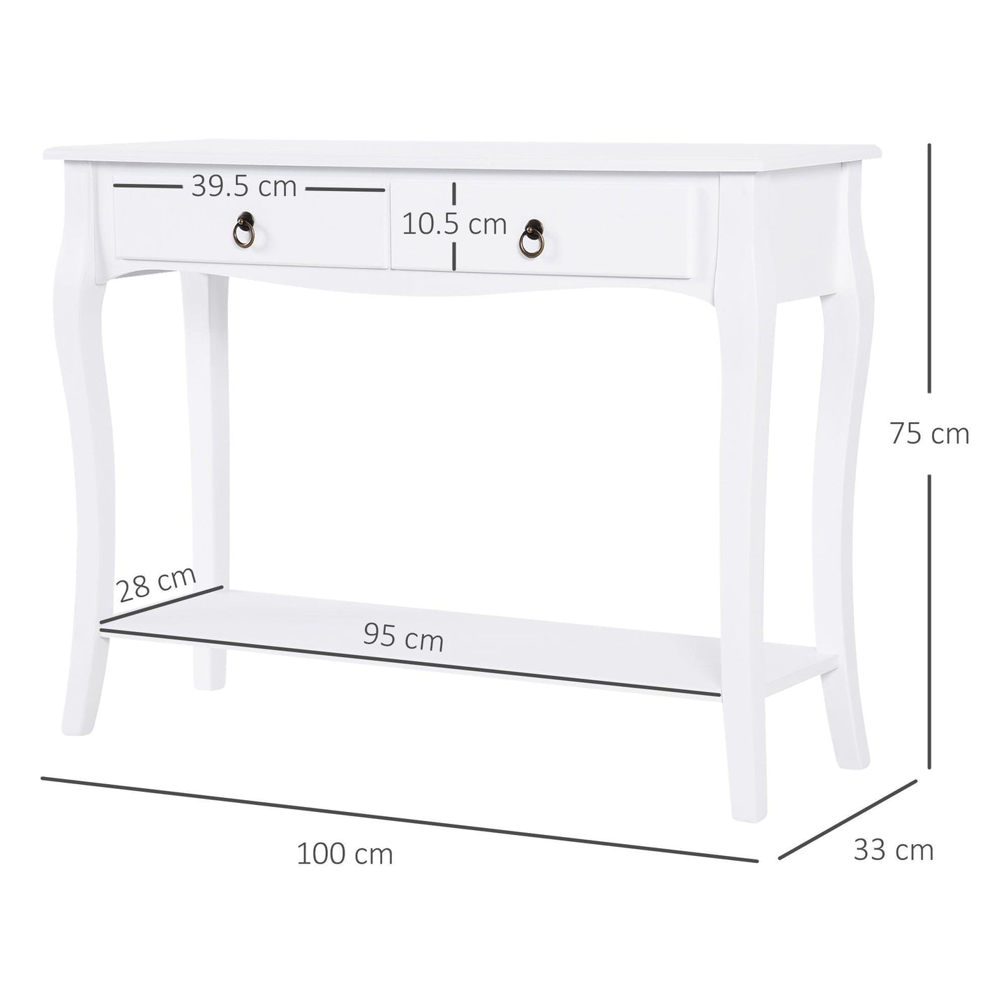 HOMCOM Ivory White Console Table: Modern Storage Solution - ALL4U RETAILER LTD