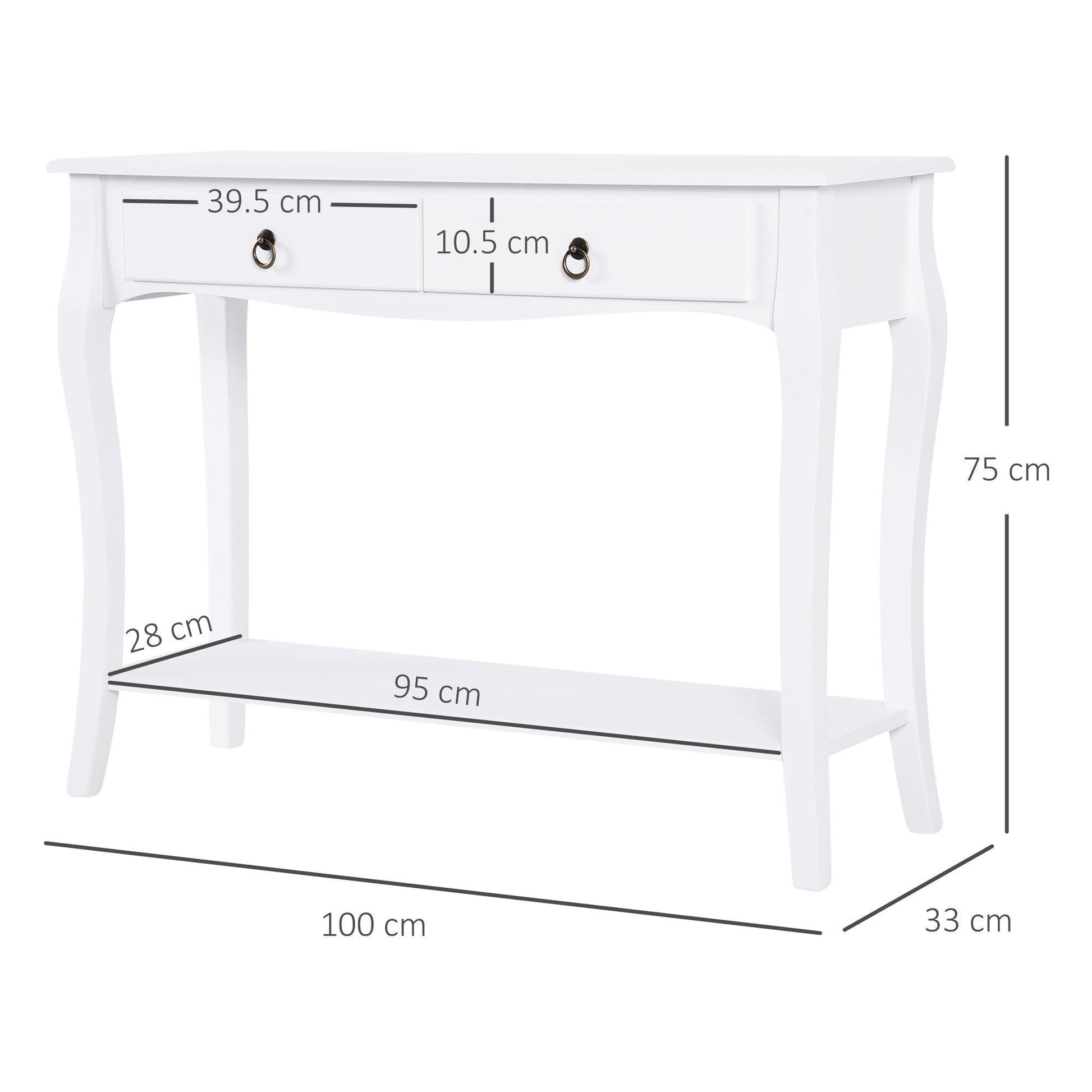 HOMCOM Ivory White Console Table: Modern Storage Solution - ALL4U RETAILER LTD