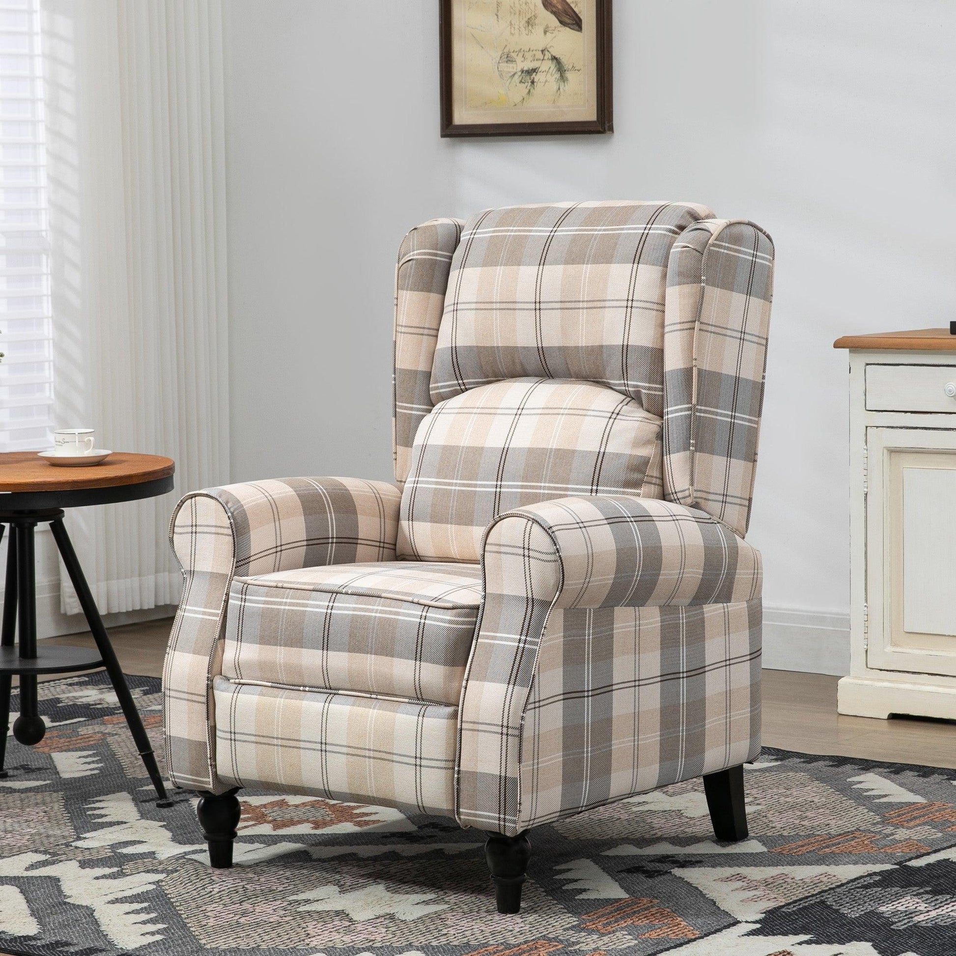 HOMCOM Khaki Recliner Chair with Cushioned Seat - ALL4U RETAILER LTD