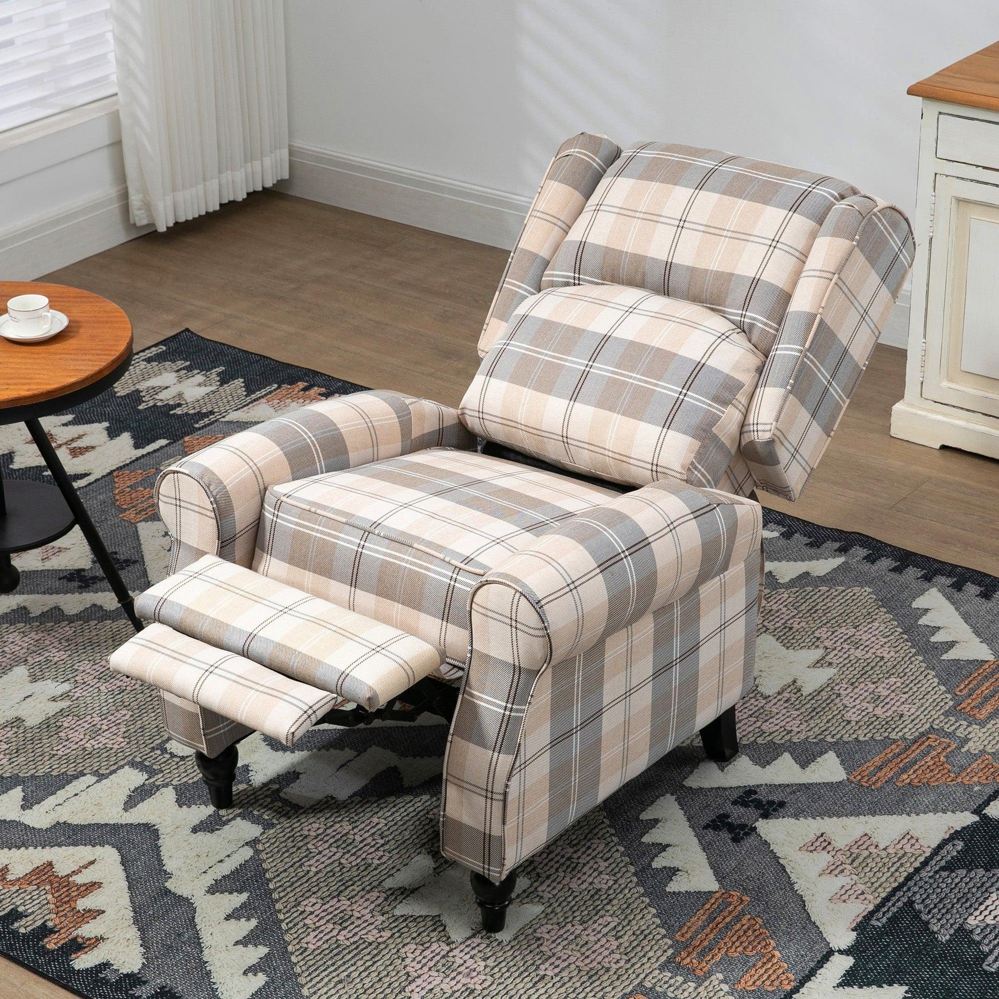 HOMCOM Khaki Recliner Chair with Cushioned Seat - ALL4U RETAILER LTD