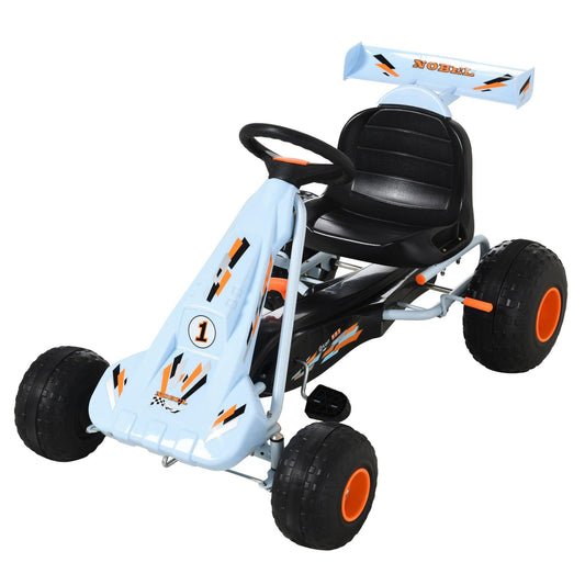 HOMCOM Kid's Adjustable Go-Kart in Blue/Orange - ALL4U RETAILER LTD