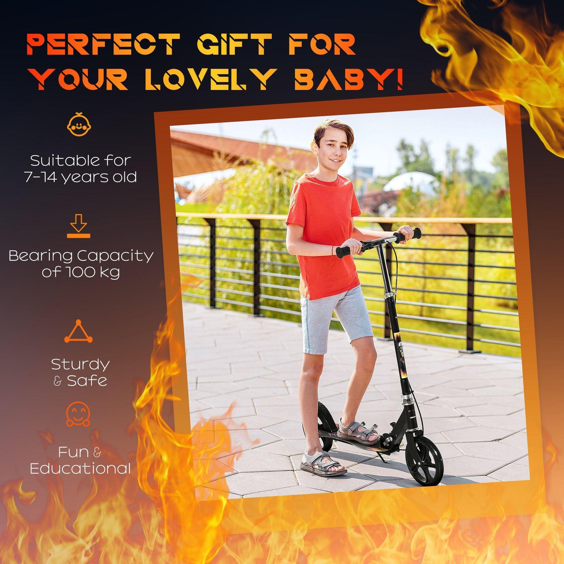 HOMCOM Kid's Foldable Kick Scooter - ALL4U RETAILER LTD