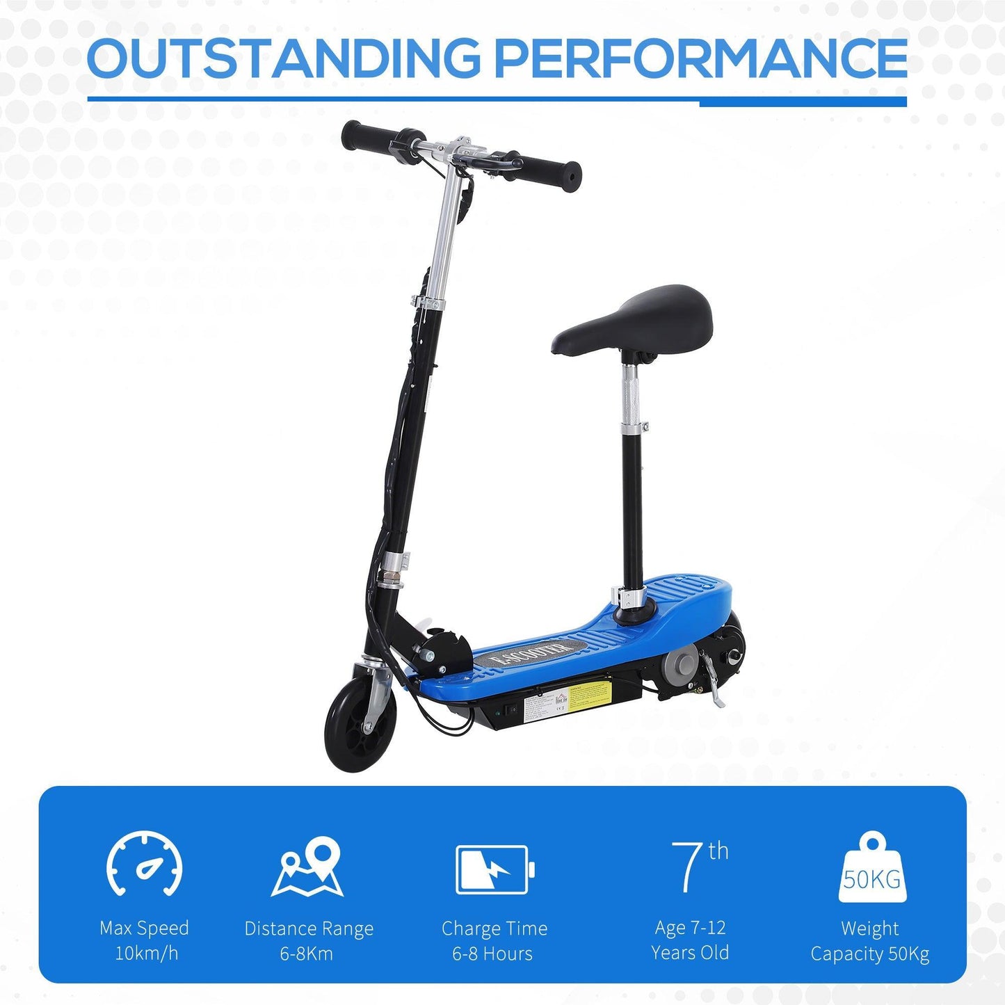 HOMCOM Kid's Motor Scooter - Blue - ALL4U RETAILER LTD