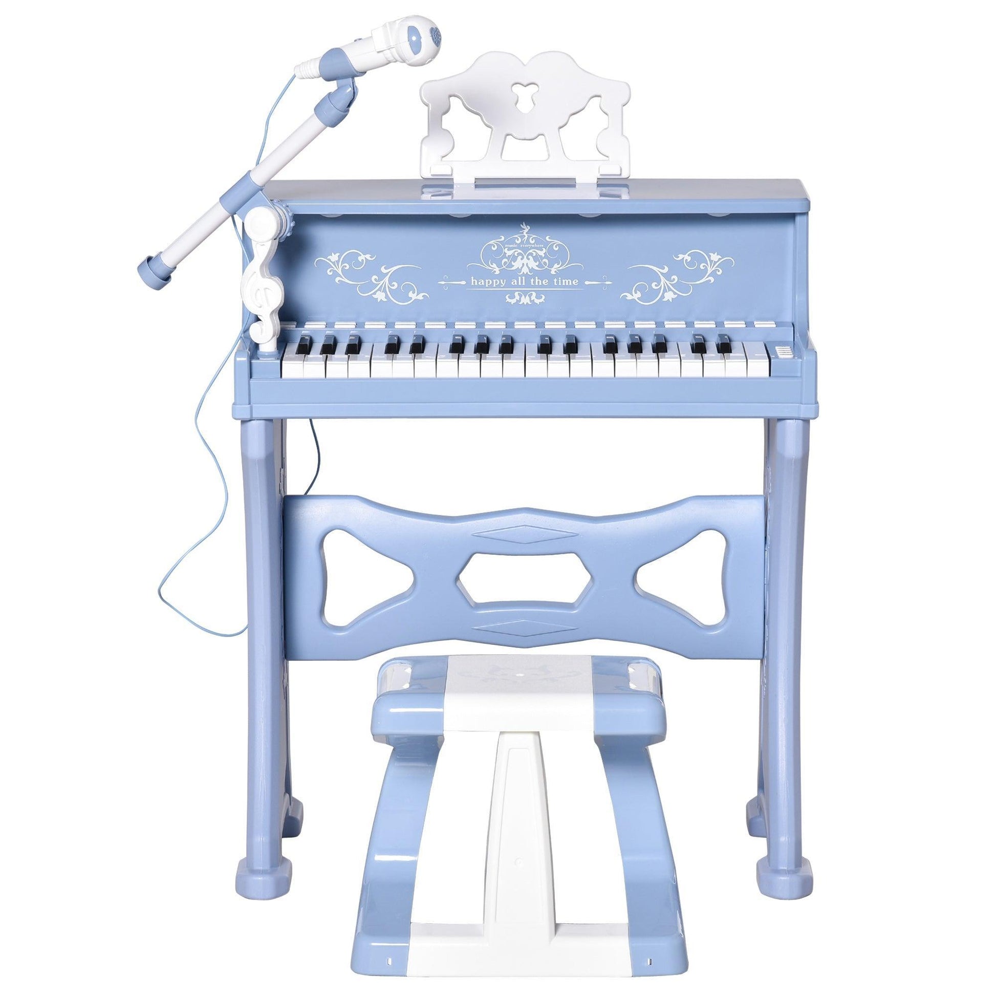 HOMCOM Kids 37-Key Electronic Keyboard Set with Stool, Blue - ALL4U RETAILER LTD