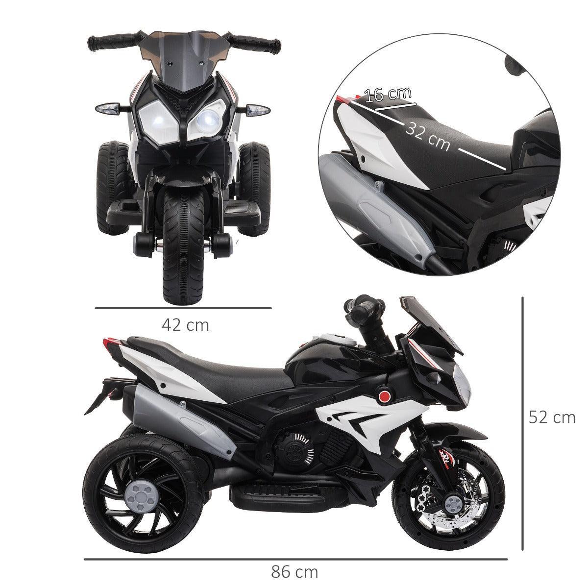 HOMCOM Kids 6V Motorcycle Trike - Black - ALL4U RETAILER LTD