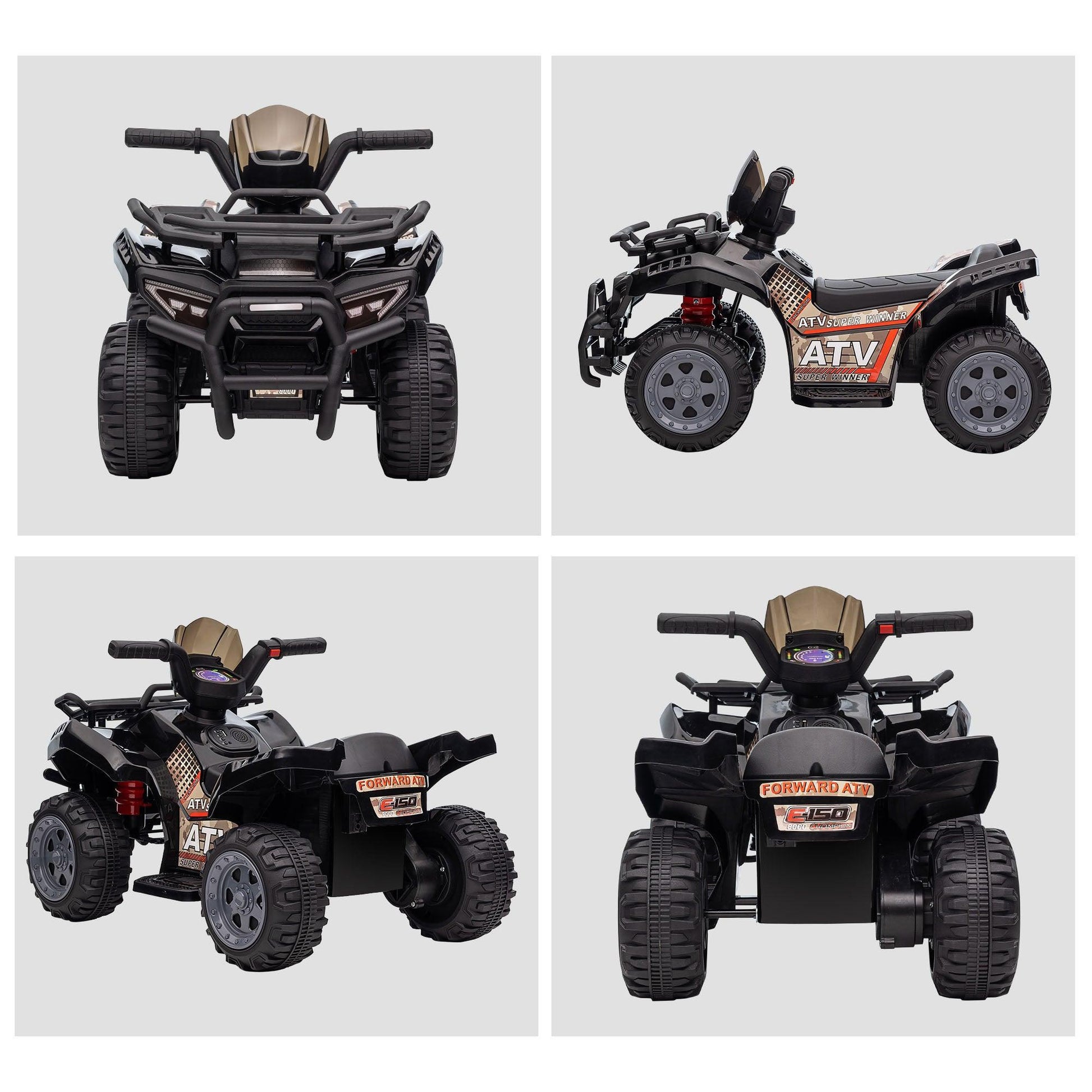 HOMCOM Kids ATV Car, 6V Battery Powered, 18-36 Months, Black - ALL4U RETAILER LTD