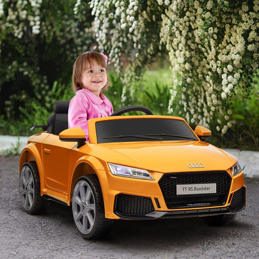 HOMCOM Kids Audi TT RS 12V Ride-On Car: Remote, Suspension - Yellow - ALL4U RETAILER LTD