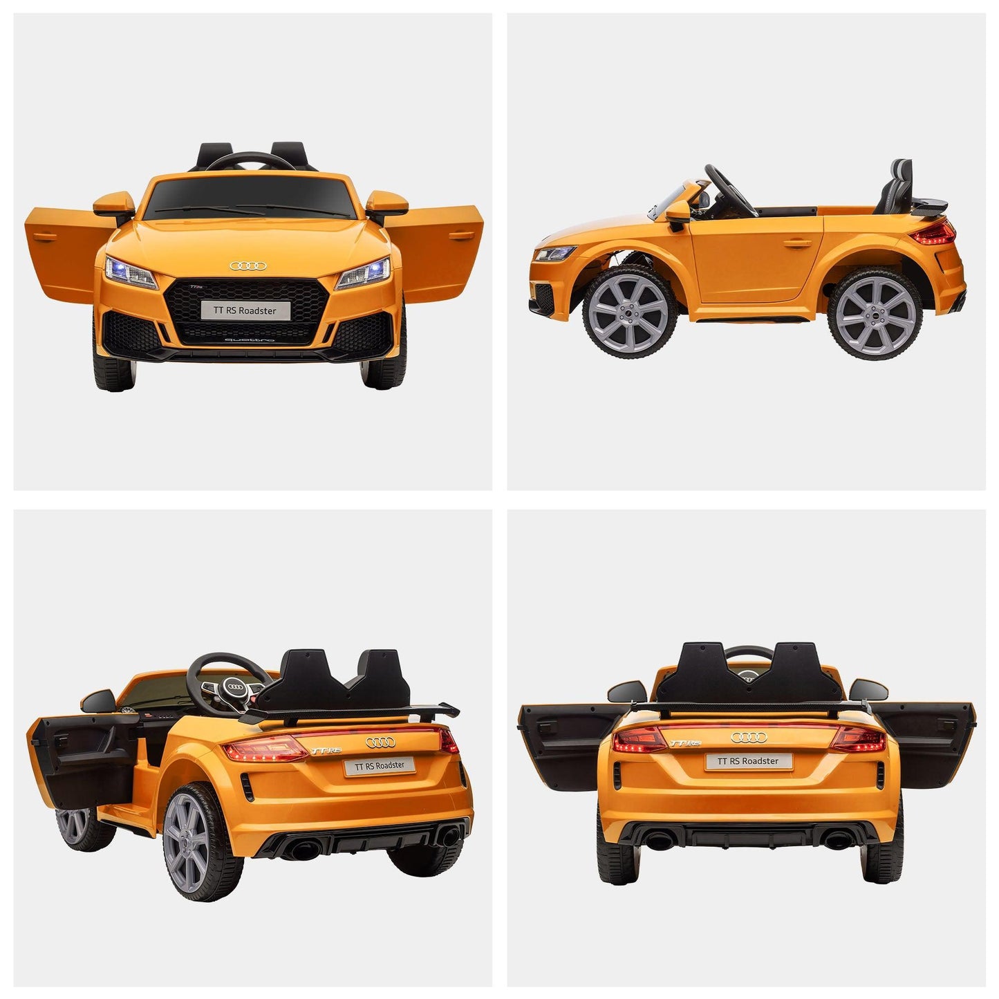 HOMCOM Kids Audi TT RS 12V Ride-On Car: Remote, Suspension - Yellow - ALL4U RETAILER LTD