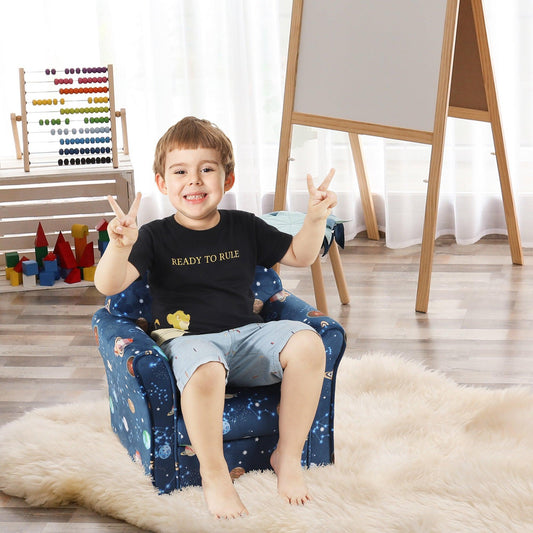HOMCOM Kids Blue Planet Armchair with Non-Slip Feet - ALL4U RETAILER LTD