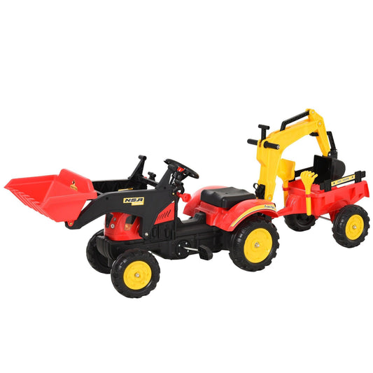 HOMCOM Kids Controllable Excavator Truck - Red/Yellow - ALL4U RETAILER LTD