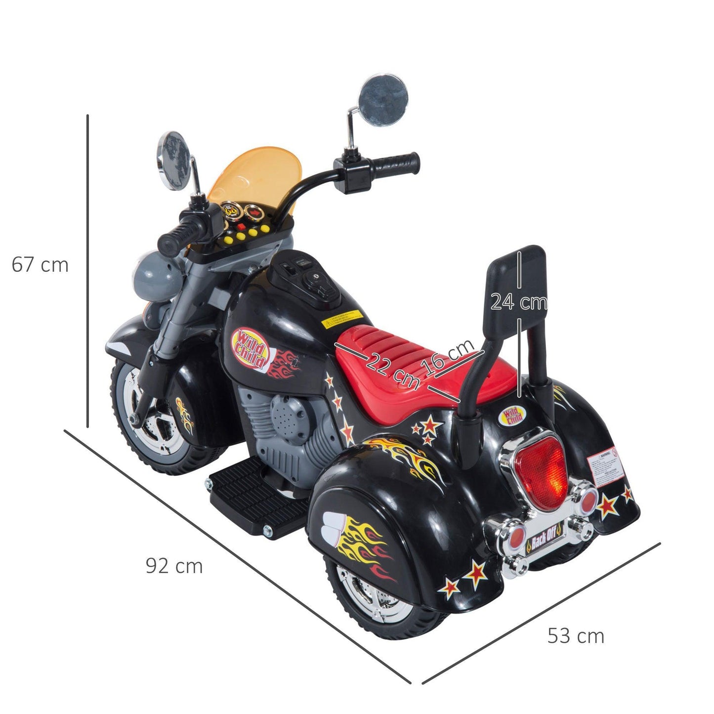 HOMCOM Kids Electric Motorbike - 6V, Lights, Black - ALL4U RETAILER LTD