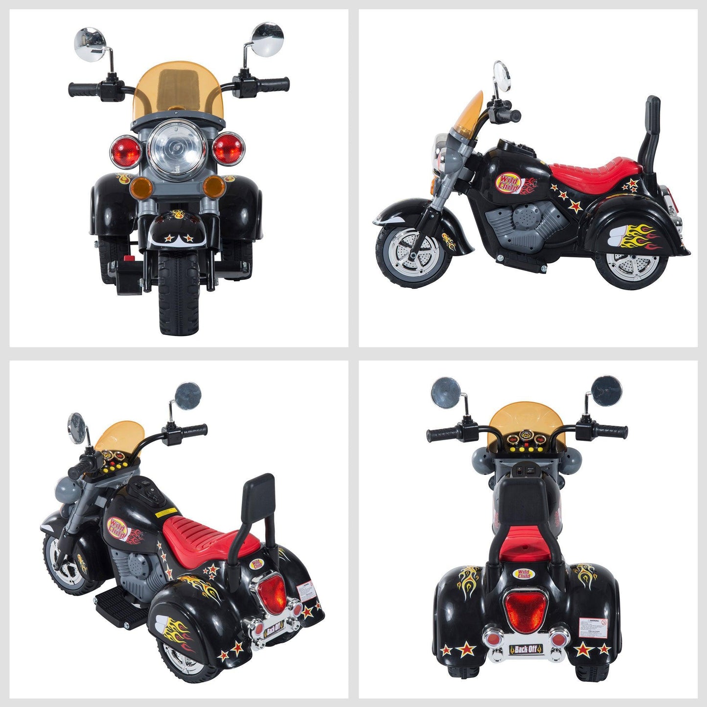 HOMCOM Kids Electric Motorbike - 6V, Lights, Black - ALL4U RETAILER LTD