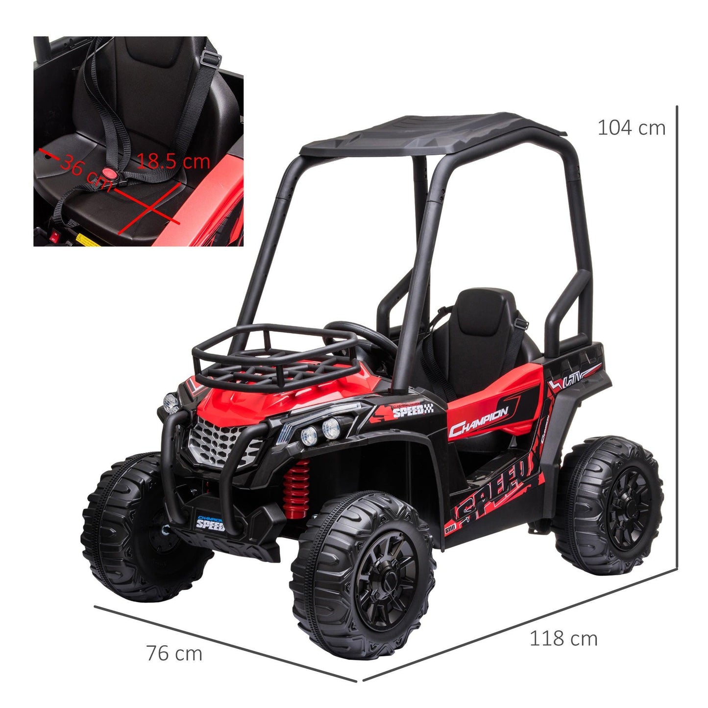 HOMCOM Kids Electric Ride On Car - 12V UTV Off-road Toy - ALL4U RETAILER LTD