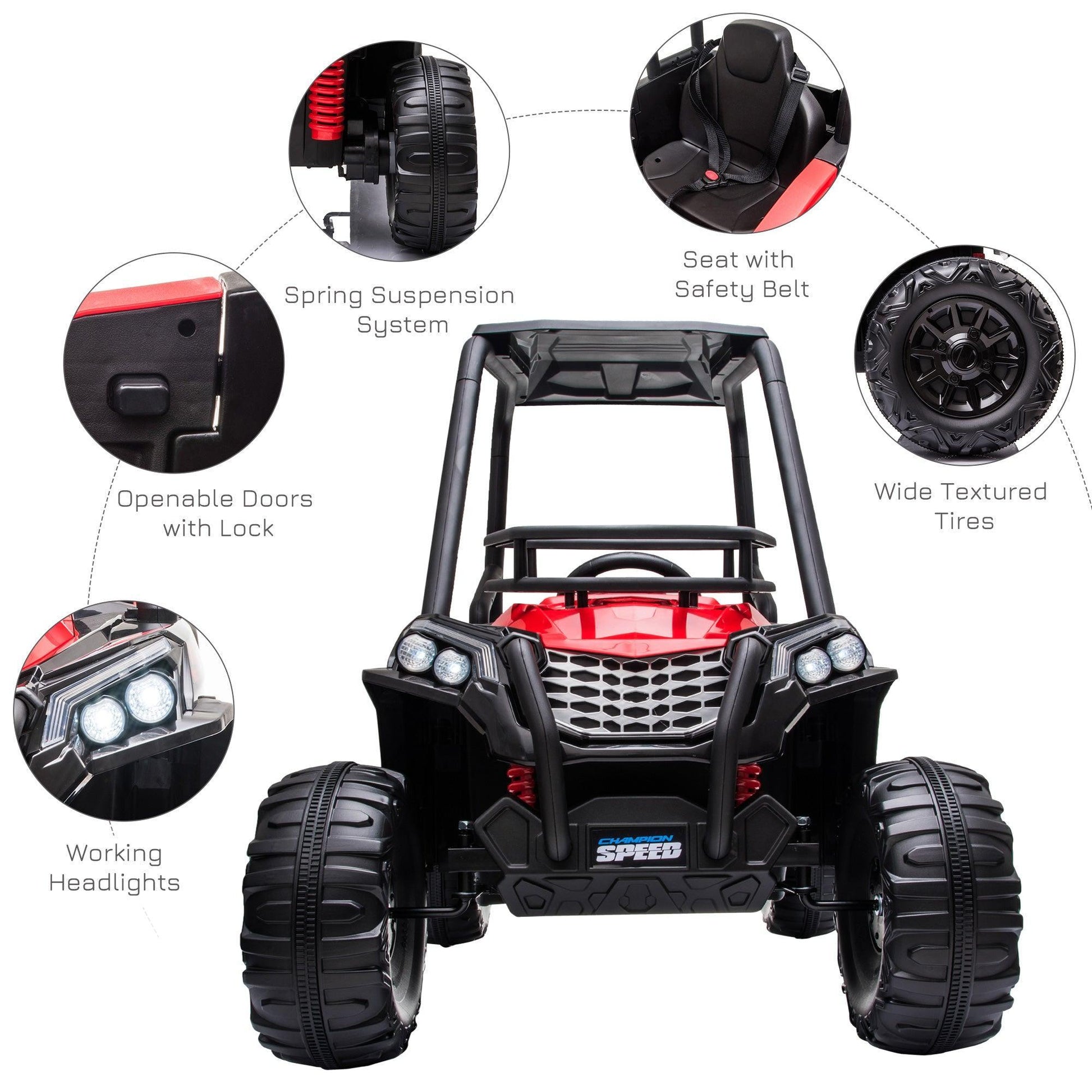 HOMCOM Kids Electric Ride On Car - 12V UTV Off-road Toy - ALL4U RETAILER LTD