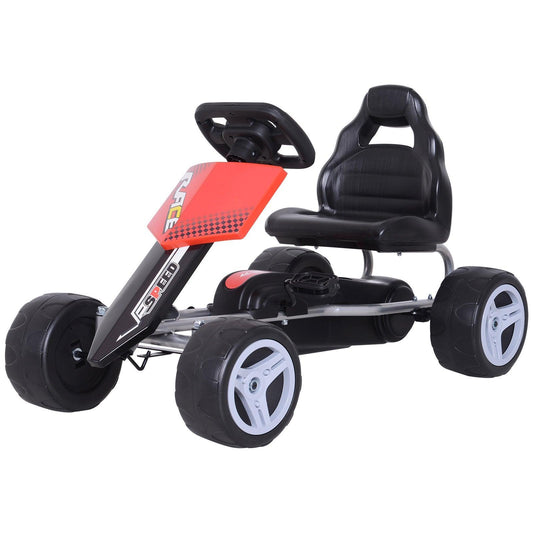 HOMCOM Kids Go Kart, 80x49x50 cm - Red/Black - ALL4U RETAILER LTD