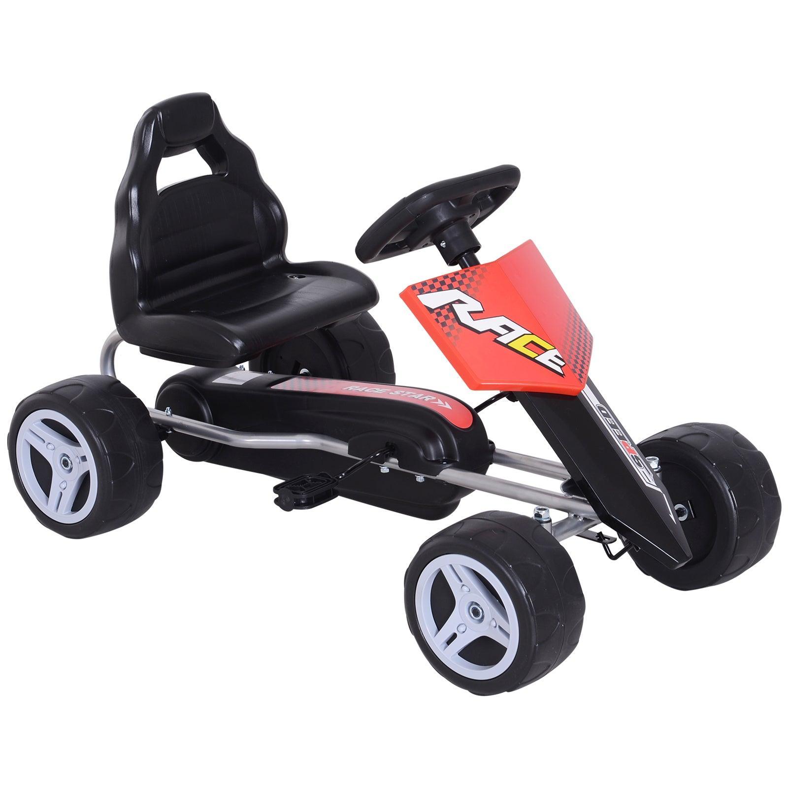 HOMCOM Kids Go Kart, 80x49x50 cm - Red/Black - ALL4U RETAILER LTD