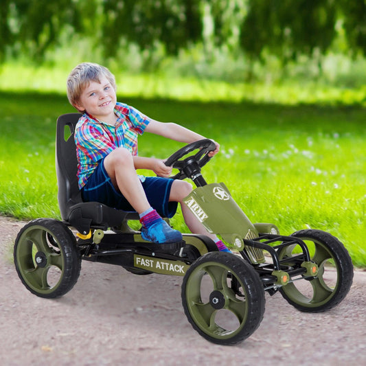 HOMCOM Kids Green Pedal Go-Kart Ride-On Racer - ALL4U RETAILER LTD