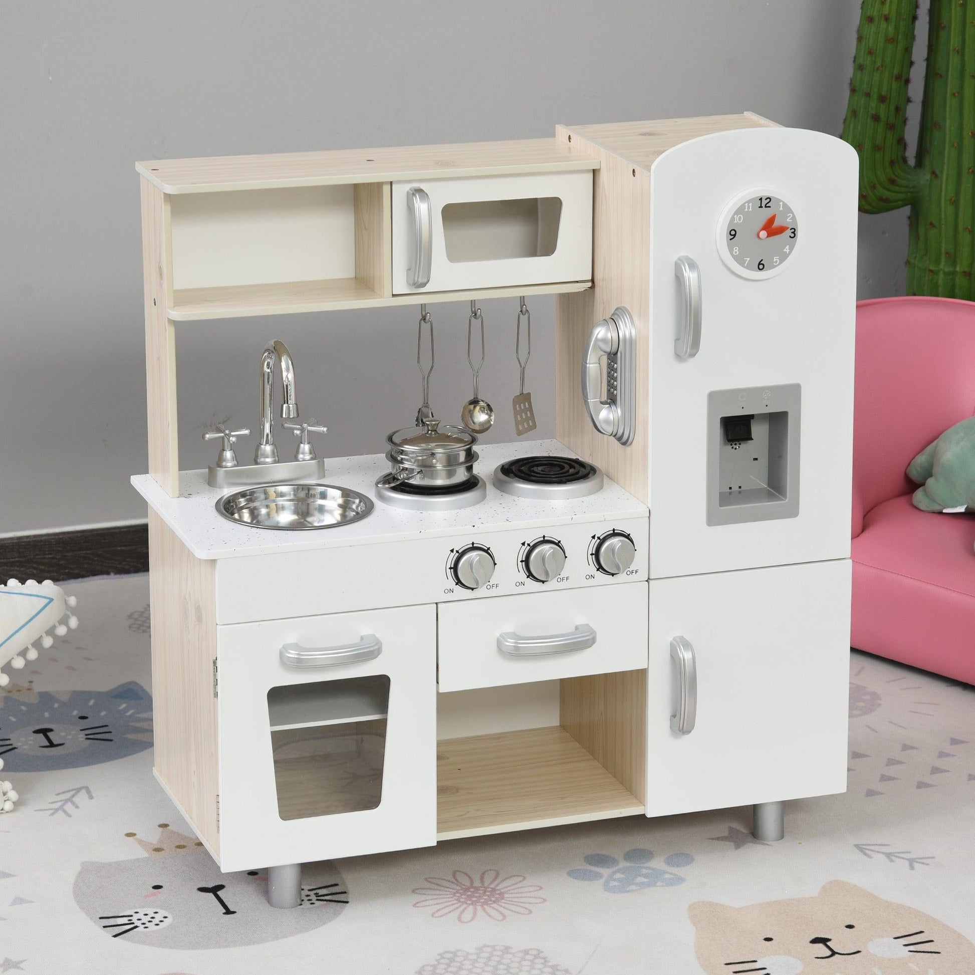 HOMCOM Kids Kitchen Set: Deluxe Accessories, Pretend Cooking - ALL4U RETAILER LTD