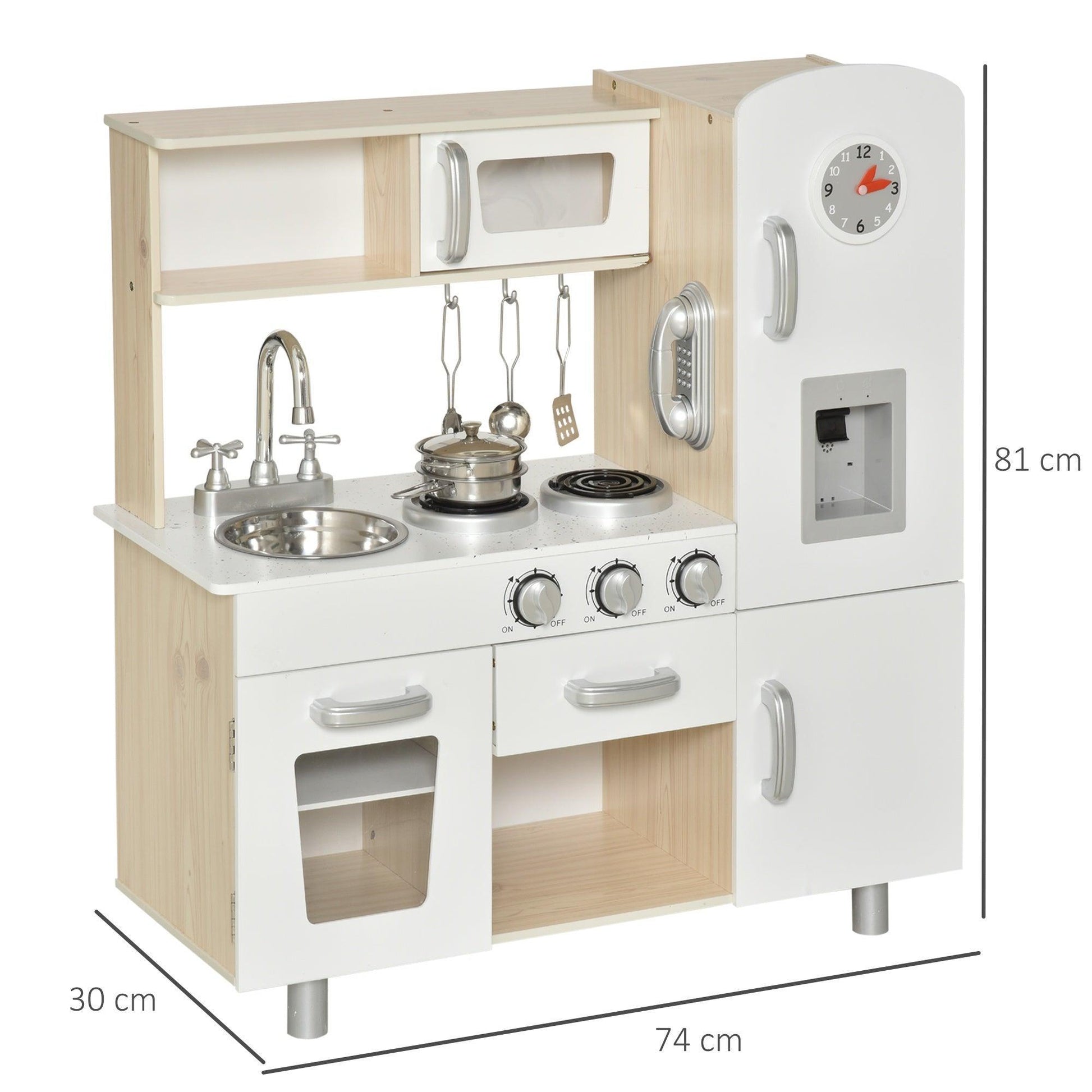 HOMCOM Kids Kitchen Set: Deluxe Accessories, Pretend Cooking - ALL4U RETAILER LTD