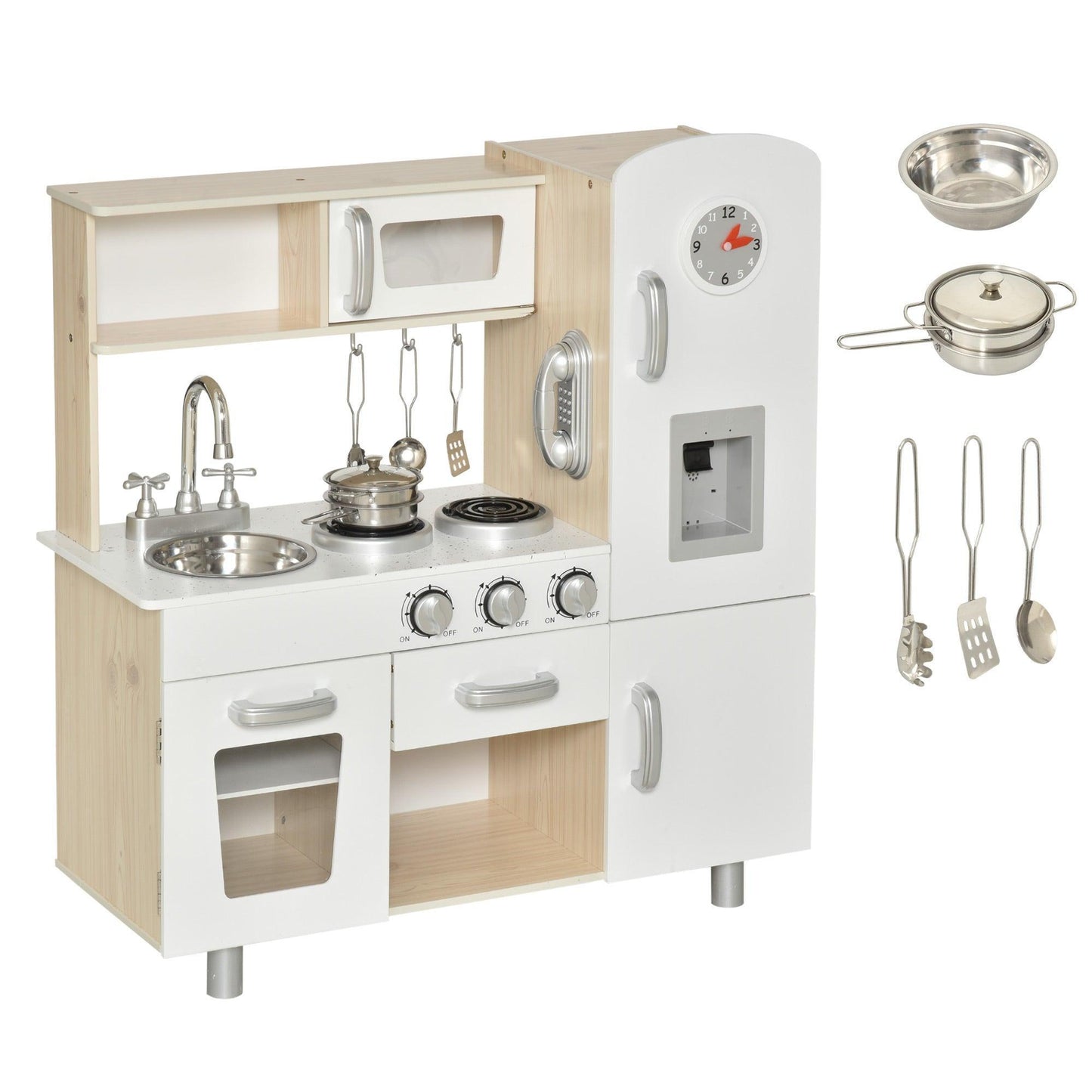 HOMCOM Kids Kitchen Set: Deluxe Accessories, Pretend Cooking - ALL4U RETAILER LTD