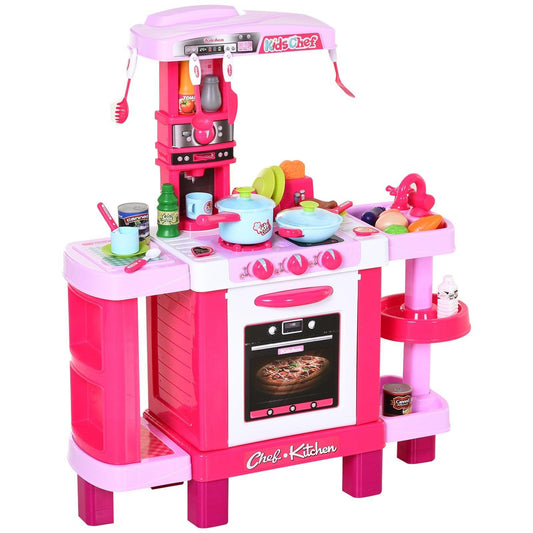 HOMCOM Kids Kitchen Toy Set w/ Realistic Sounds & Lights - 38-Piece - ALL4U RETAILER LTD