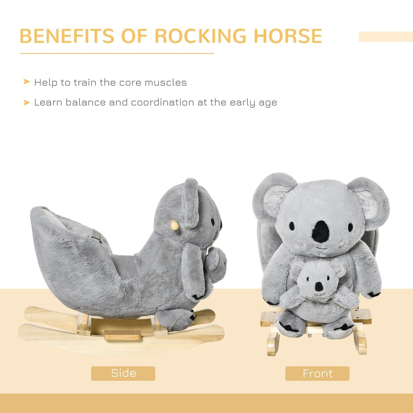 HOMCOM Kids Koala Ride-On Toy: Realistic Sounds - ALL4U RETAILER LTD