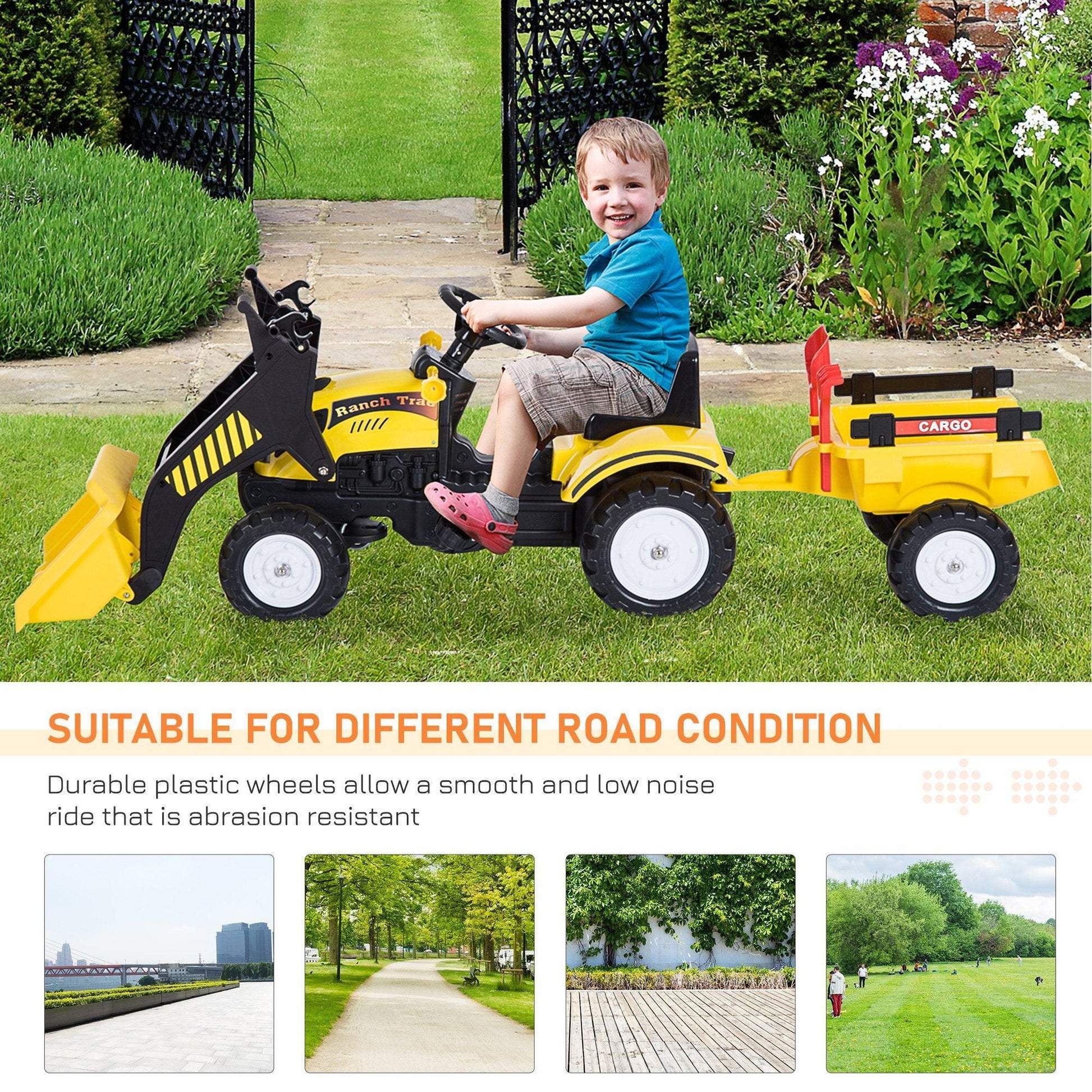 HOMCOM Kids Pedal Go Kart Excavator - Yellow - ALL4U RETAILER LTD