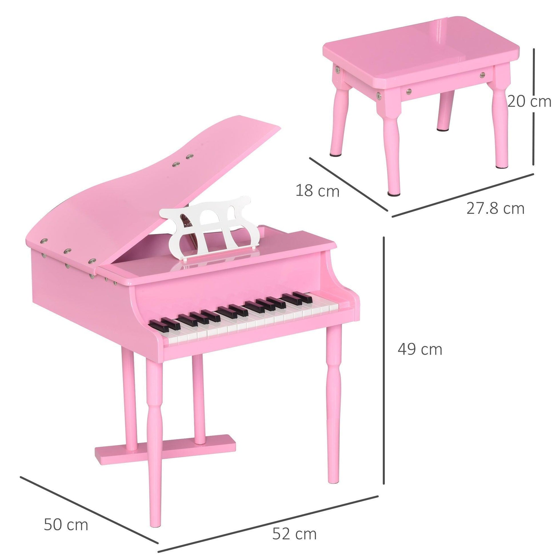 HOMCOM Kids Piano Set - Mini Toy Grand, Pink - ALL4U RETAILER LTD