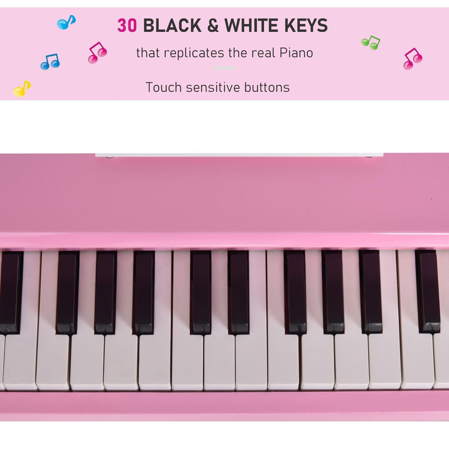 HOMCOM Kids Piano Set - Mini Toy Grand, Pink - ALL4U RETAILER LTD