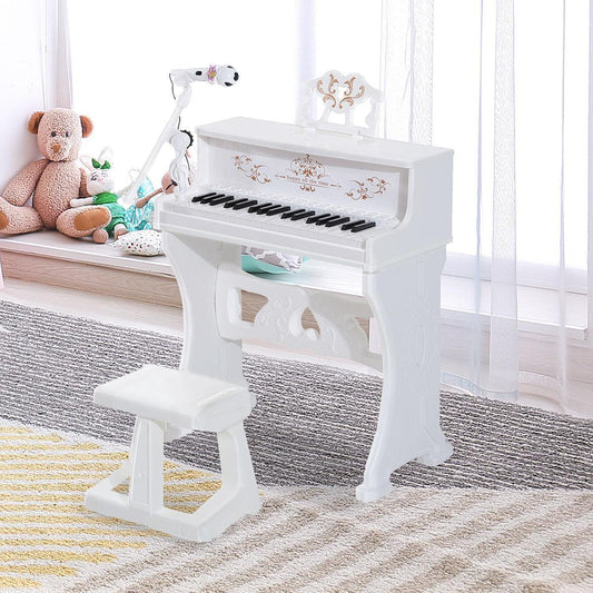 HOMCOM Kids Piano Set with Stool & Microphone - ALL4U RETAILER LTD
