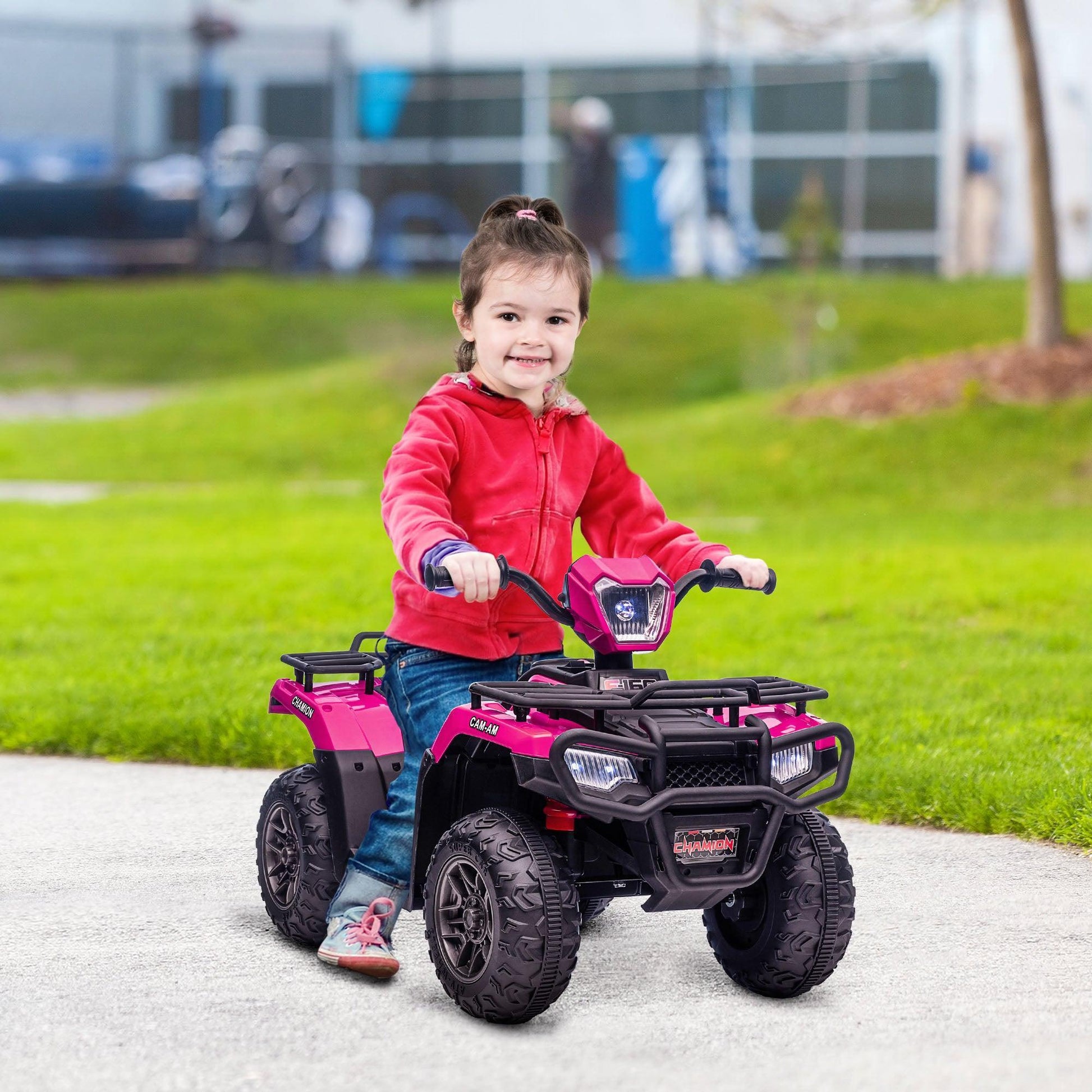 HOMCOM Kids Quad Bike - 12V ,LED Headlights - Pink 3-5 Years - ALL4U RETAILER LTD