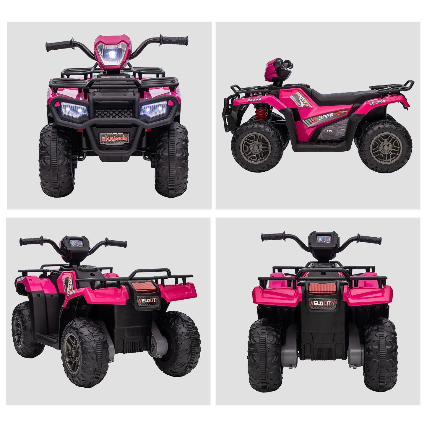 HOMCOM Kids Quad Bike - 12V ,LED Headlights - Pink 3-5 Years - ALL4U RETAILER LTD