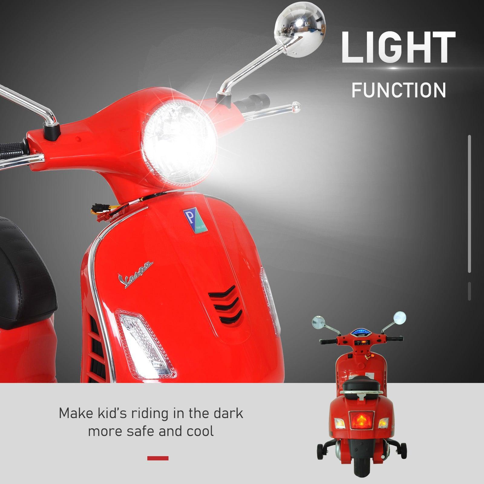 HOMCOM Kids Motorcycle, LED Lights, Red, 6V - ALL4U RETAILER LTD