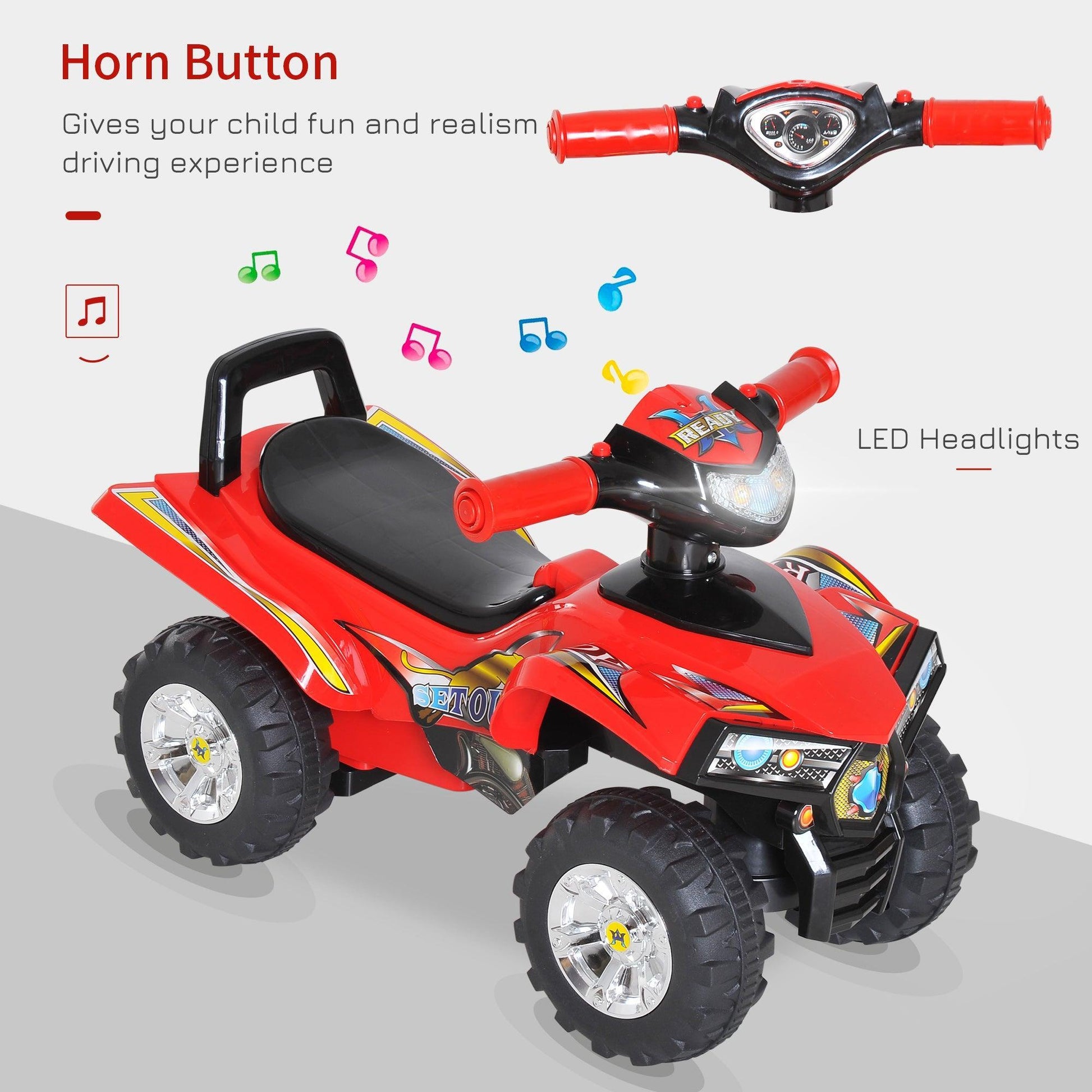 HOMCOM Kids Ride On Quad Bike, Red - ALL4U RETAILER LTD