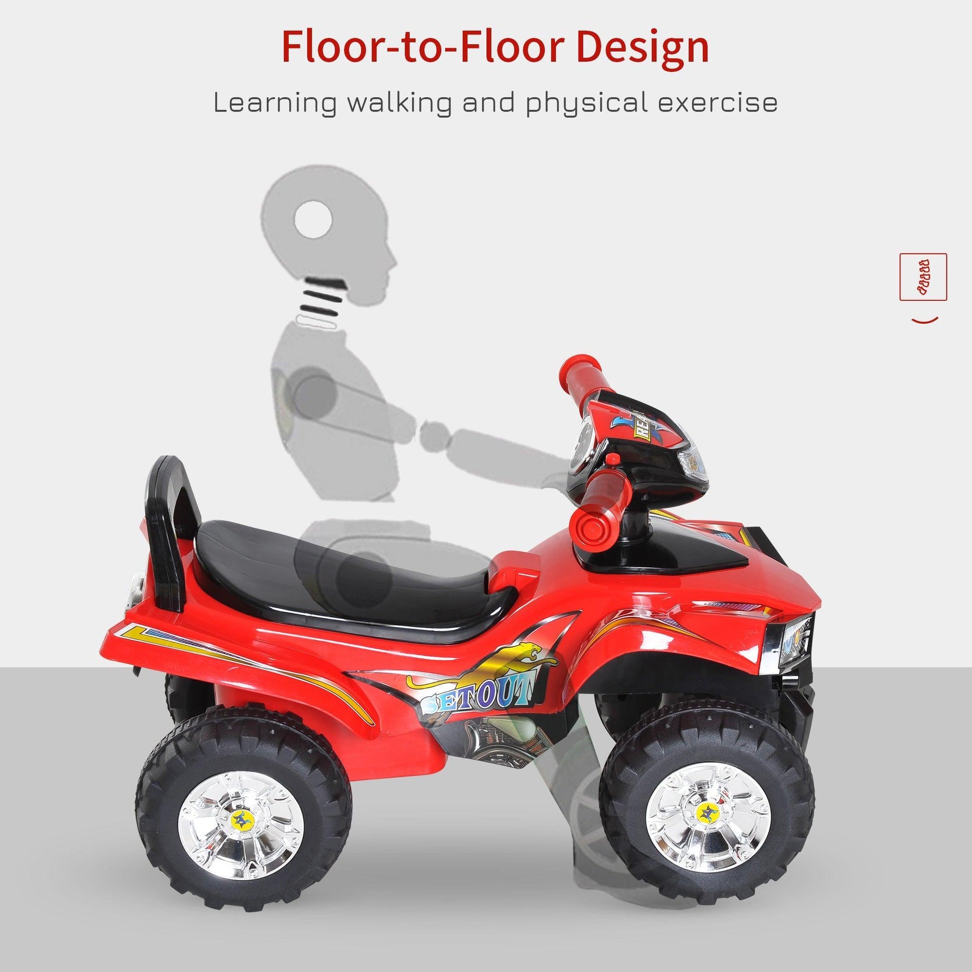 HOMCOM Kids Ride On Quad Bike, Red - ALL4U RETAILER LTD