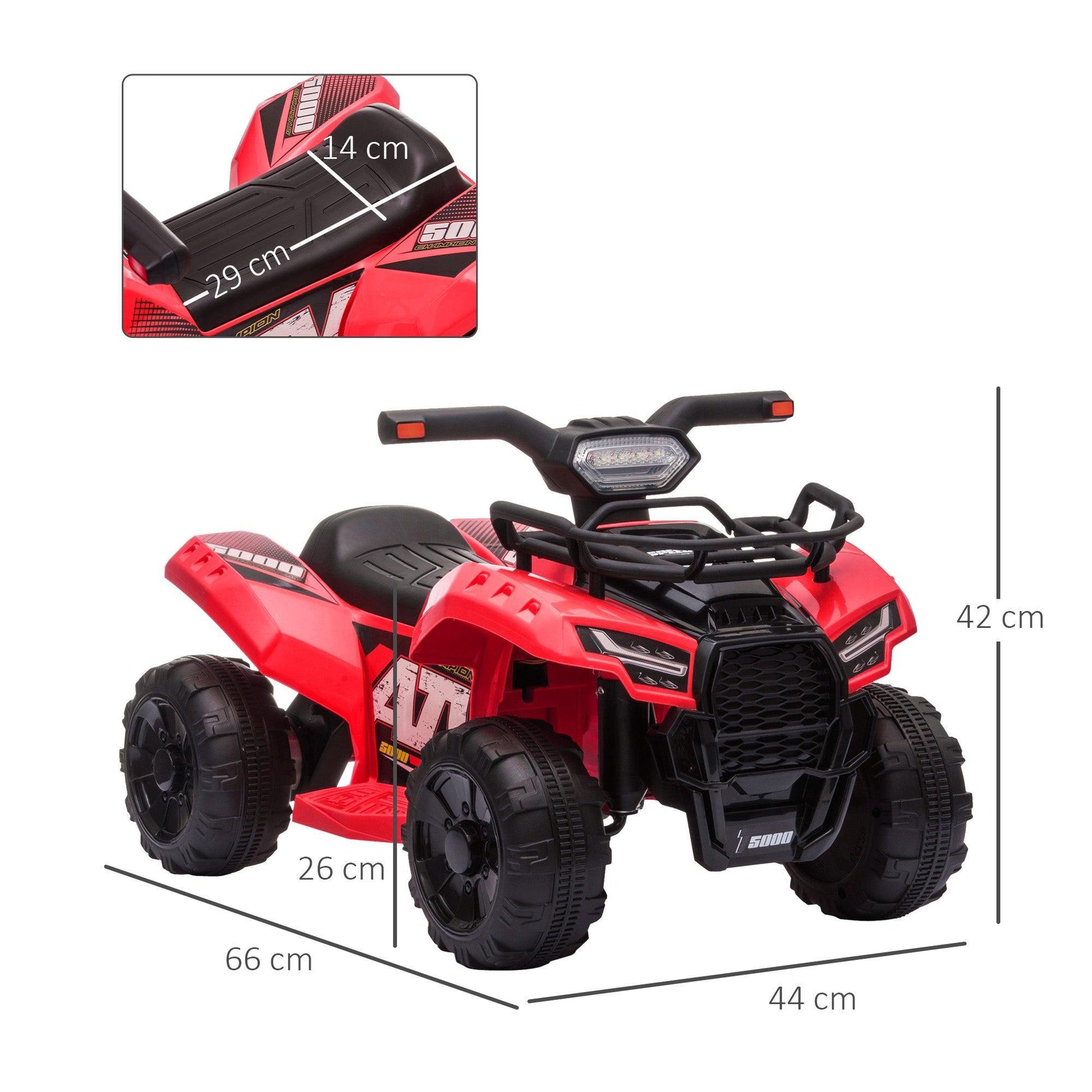 HOMCOM Kids Ride-on Red ATV Car with Headlights - 18-36 Months, 6V - ALL4U RETAILER LTD