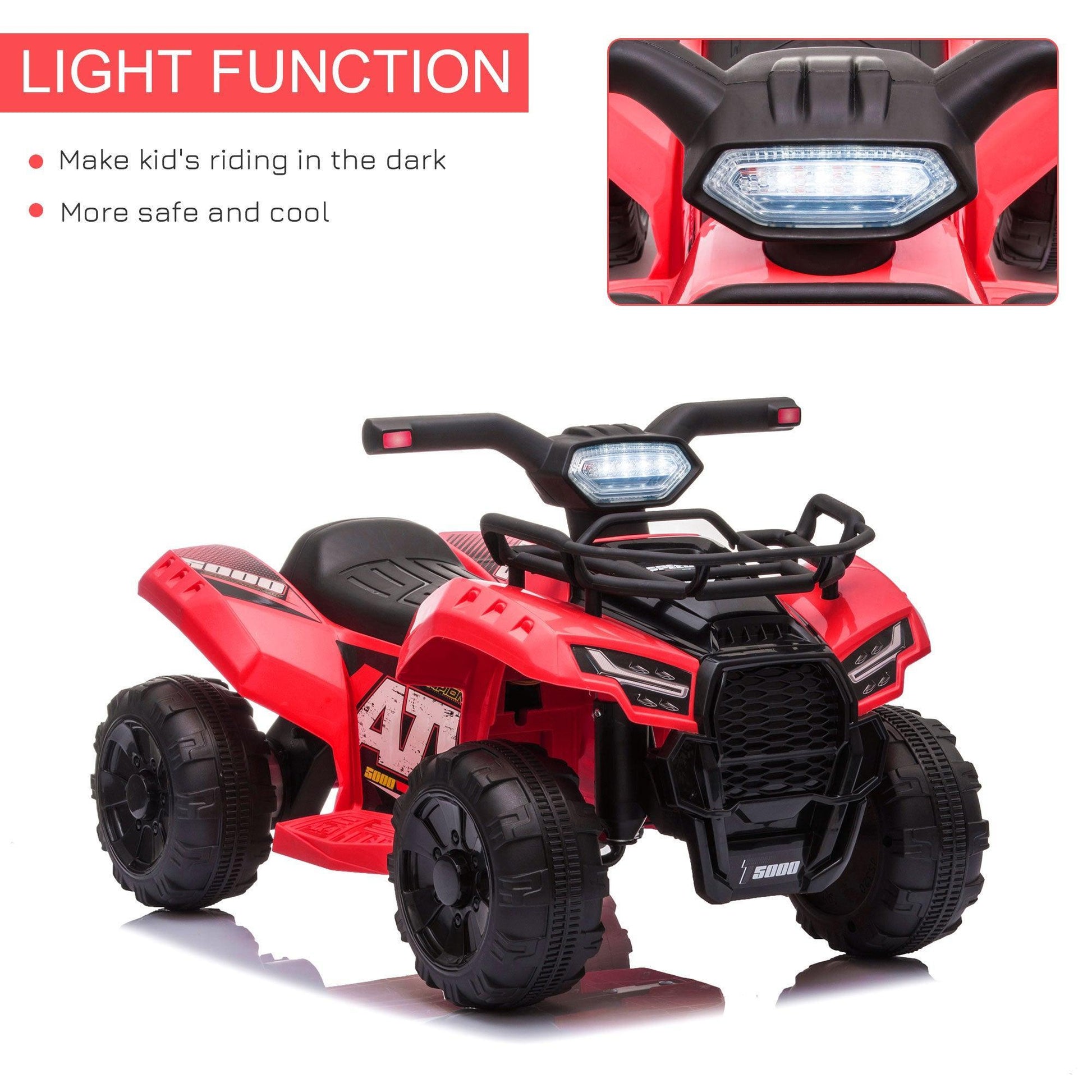 HOMCOM Kids Ride-on Red ATV Car with Headlights - 18-36 Months, 6V - ALL4U RETAILER LTD