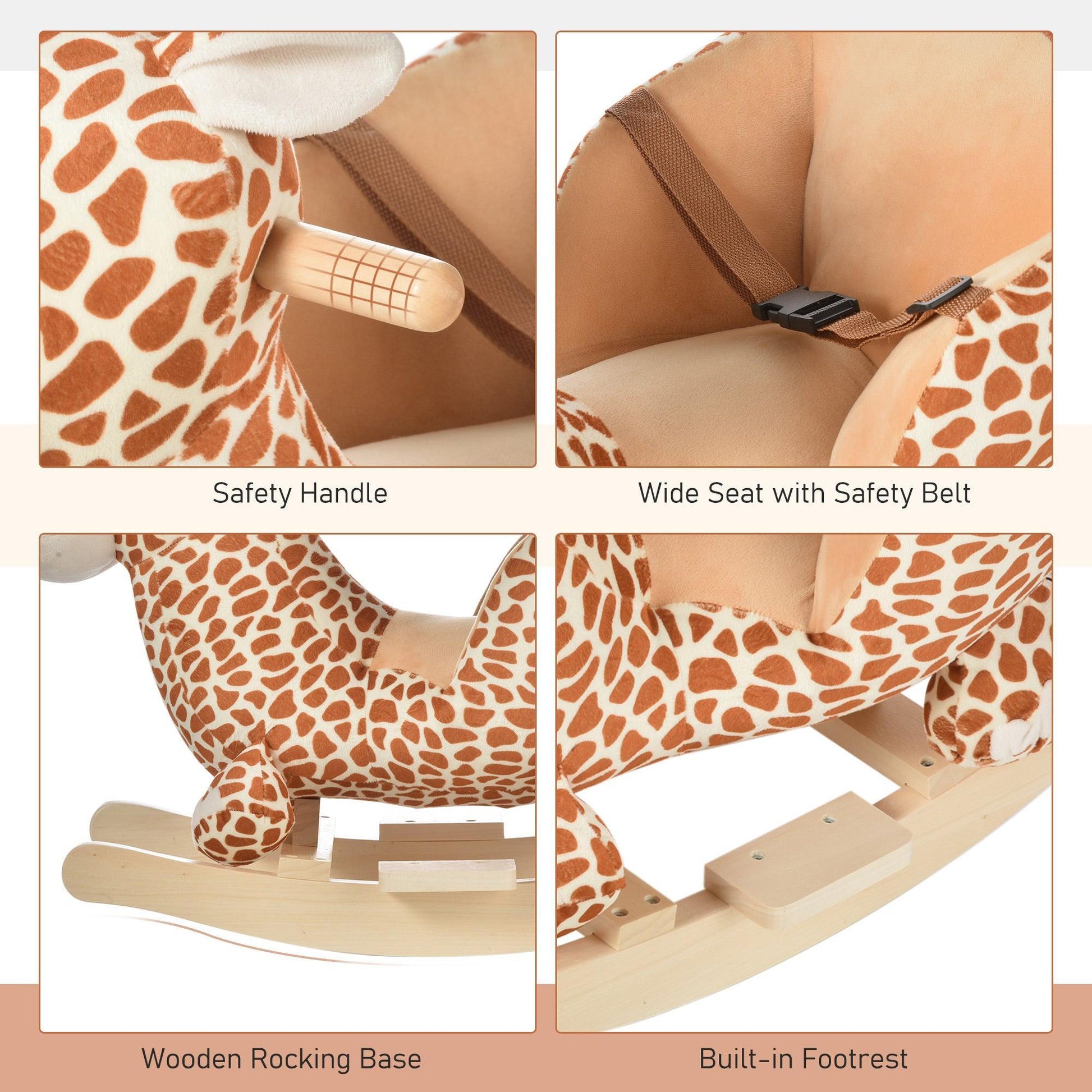 HOMCOM Kids Rocking Seat - Giraffe - ALL4U RETAILER LTD