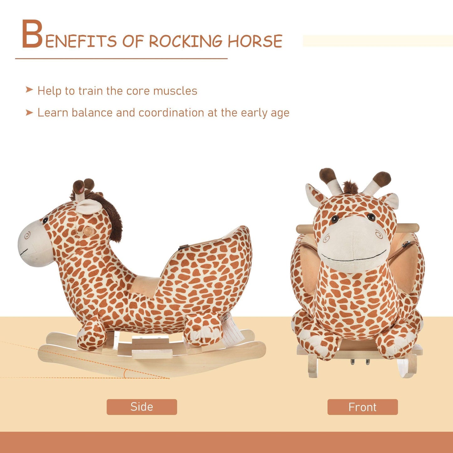 HOMCOM Kids Rocking Seat - Giraffe - ALL4U RETAILER LTD